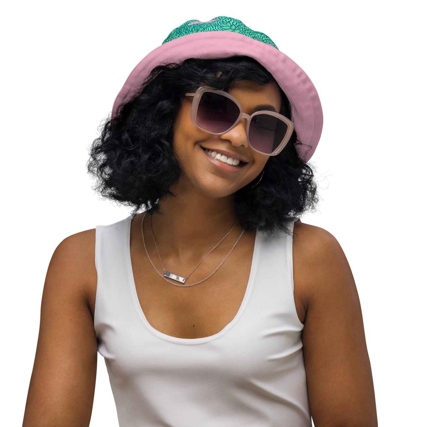 Piscine Scene reversible bucket hat pink