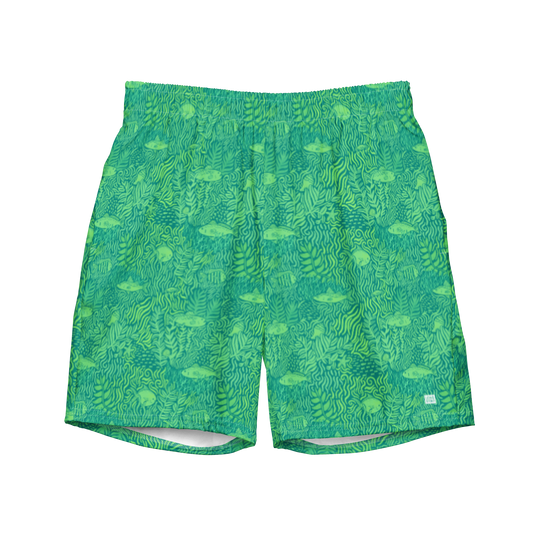 Piscine Scene Swim Trunks Green